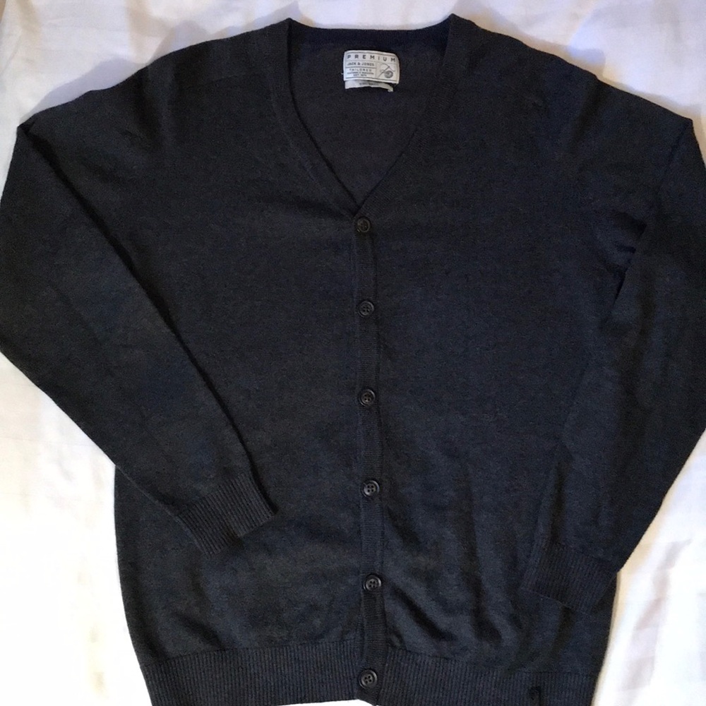 Jack&Jones premium charcoal cotton blend cardigan